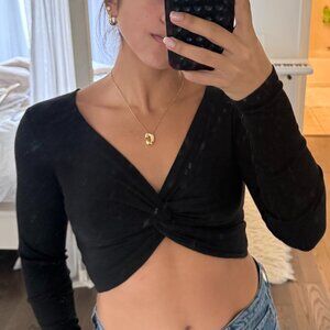 Black Tied Long Sleeve Top